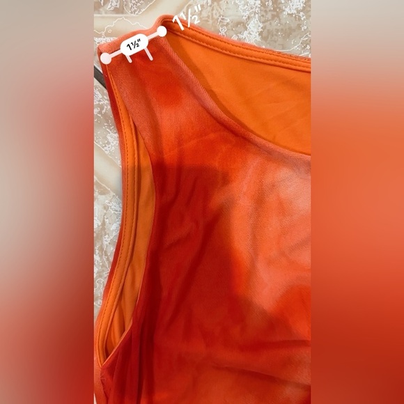 Calvin Klein Vibrant Orange and White Sleeveless Maxi Dress - Picture 10 of 13